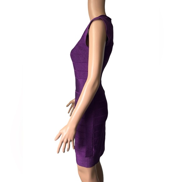 FRENCH CONNECTION Vintage SIZE 6 DEEP PURPLE BANDAGE BODYCON MINI stretchy DRESS - Picture 3 of 12